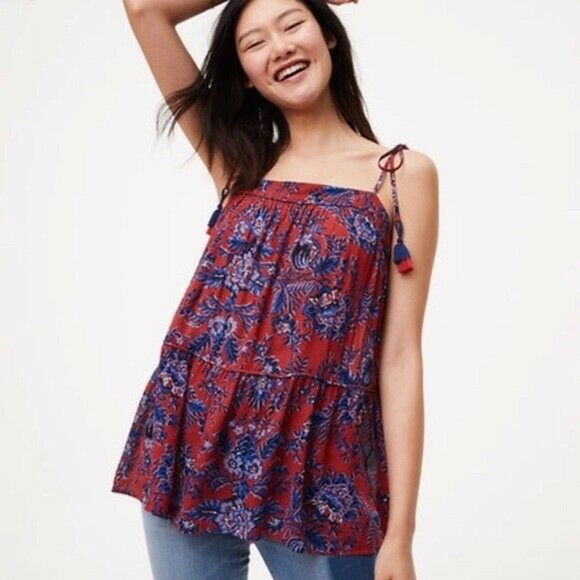 LOFT Top Floral Tassel Tank - Picture 1 of 11
